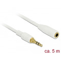 DeLock Kabel Klinke 3 Pin Verlngerung 3,5 mm Stecker > Buchse 5,0 m wei