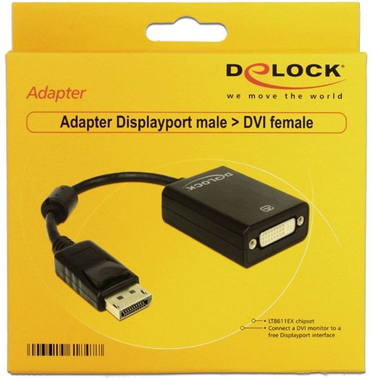 DeLock Adapter Displayport-St > DVI 24+5-Bu 22,5cm schwarz -