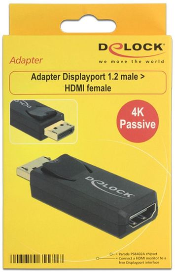 DeLock Adapter DisplayPort 1.2 Stecker > HDMI Buchse -