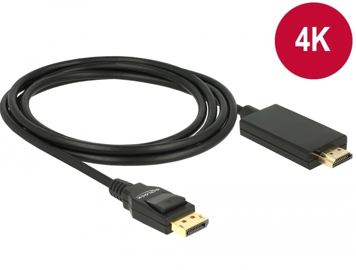 DeLock Kabel Displayport 1.2 Stecker > HDMI-A Stecker 2 m schwarz 4K -