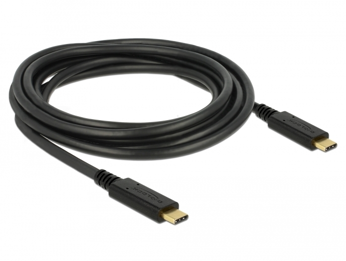 DeLock Kabel USB 2.0 USB Type-C Stecker > USB Type-C Stecker 3,0 m schwarz 5 A -