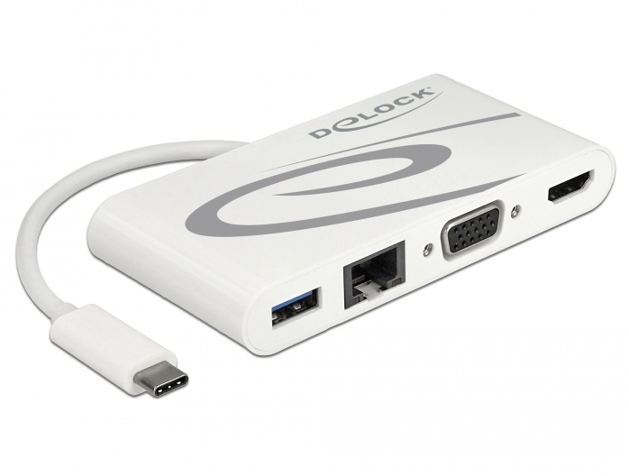 DeLock USB Type-C 3.1 Dockingstation HDMI 4K 30 Hz + VGA + LAN + USB PD -