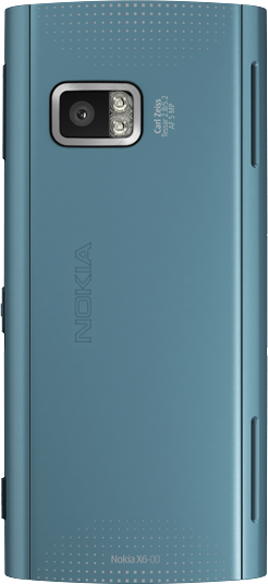 Nokia X6 8GB, azur-blau - Rckseite