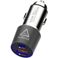 adonit Fast Car Charger Kfz-Ladegert, USB-C PD & USB-A QC 3.0, 48W, silber/ grau, ADFCC