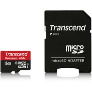 Transcend microSDHC Class 10 UHS-I 400x, 8GB + SD Adapter