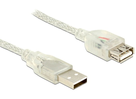 DeLock Kabel USB 2.0 Verlngerung 3,0 m transparent
